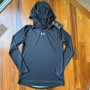 NEW Under Armour Sz YXL Black Loose Heatgear Lightweight Hoodie